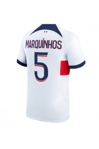 Paris Saint-Germain Marquinhos #5 Jalkapallovaatteet Vieraspaita 2023-24 Lyhythihainen
